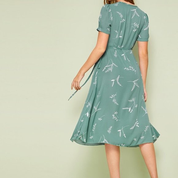 PLANT PRINT WRAP KNOTTED DRESS - Picture 2 of 2